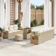 vidaXL Trädgårdsoffset 10 pcs Beige konstrotting