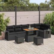 vidaXL Trädgårdsoffset Höjdjusterbar 9 pcs Svart konstrotting