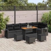 vidaXL Trädgårdsoffset Höjdjusterbar 10 pcs Svart konstrotting
