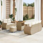 vidaXL Trädgårdsoffset 8 pcs Beige konstrotting