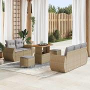 vidaXL Trädgårdsoffset 8 pcs Beige konstrotting