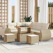 vidaXL Trädgårdsoffset 8 pcs Beige konstrotting