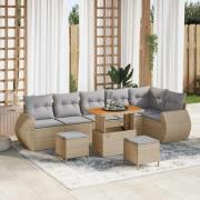 vidaXL Trädgårdsoffset 9 pcs Beige konstrotting
