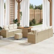 vidaXL Trädgårdsoffset 10 pcs Beige konstrotting