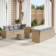 vidaXL Trädgårdsoffset 11 pcs Beige konstrotting