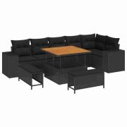 vidaXL Trädgårdsoffset 9 pcs Svart konstrotting