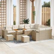 vidaXL Trädgårdsoffset Höjdjusterbar 12 pcs Beige konstrotting
