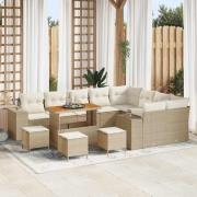 vidaXL Trädgårdsoffset Höjdjusterbar 13 pcs Beige konstrotting