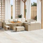 vidaXL Trädgårdsoffset Höjdjusterbar 13 pcs Beige konstrotting