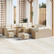 vidaXL Trädgårdsoffset Höjdjusterbar 13 pcs Beige konstrotting
