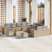 vidaXL Trädgårdsoffset Höjdjusterbar 13 pcs Beige konstrotting