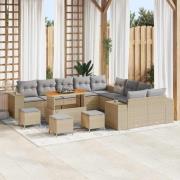 vidaXL Trädgårdsoffset Höjdjusterbar 13 pcs Beige konstrotting