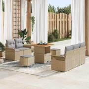 vidaXL Trädgårdsoffset Höjdjusterbar 8 pcs Beige konstrotting