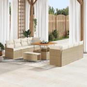 vidaXL Trädgårdsoffset Höjdjusterbar 11 pcs Beige konstrotting
