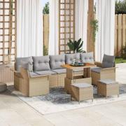 vidaXL Trädgårdsoffset 10 pcs Beige konstrotting