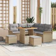 vidaXL Trädgårdsoffset Höjdjusterbar 8 pcs Beige konstrotting