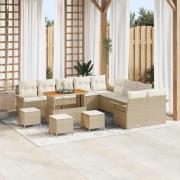 vidaXL Trädgårdsoffset 14 pcs Beige konstrotting