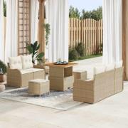 vidaXL Trädgårdsoffset Höjdjusterbar 8 pcs Beige konstrotting