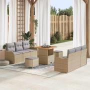 vidaXL Trädgårdsoffset Höjdjusterbar 9 pcs Beige konstrotting