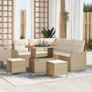 vidaXL Trädgårdsoffset 8 pcs Beige konstrotting