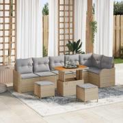 vidaXL Trädgårdsoffset Höjdjusterbar 9 pcs Beige konstrotting