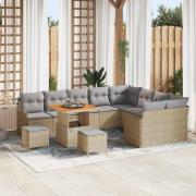 vidaXL Trädgårdsoffset 12 pcs Beige konstrotting