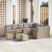 vidaXL Trädgårdsoffset med kudde 12 pcs Beige konstrotting