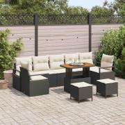 vidaXL Trädgårdsoffset med lagring 10 pcs Svart Poly rattan