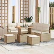 vidaXL Trädgårdsoffset med kudde 8 pcs Beige Poly rattan