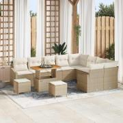 vidaXL Trädgårdsoffset med kudde 12 pcs Beige Poly rattan