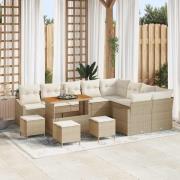 vidaXL Trädgårdsoffset med kudde 13 pcs Beige Poly rattan