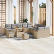 vidaXL Trädgårdsoffset med kudde 13 pcs Beige Poly rattan