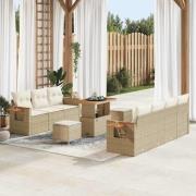 vidaXL Trädgårdsoffset 10 pcs beige och gräddvit 90 x 55 x 71 cm