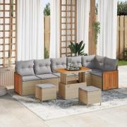vidaXL Trädgårdsoffset 9 pcs beige och ljusgrå 90 x 55 x 71 cm