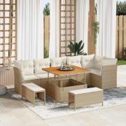 vidaXL Trädgårdsoffset 9 pcs beige och gräddvit 100 x 100 x 71 cm