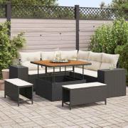 vidaXL Trädgårdsoffset 8 pcs Svart och kräm 100 x 100 x 71 cm