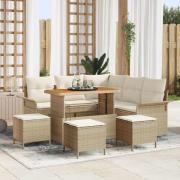 vidaXL Trädgårdsoffset 9 pcs Beige och gräddfärgad 110 x 55 x 71 cm