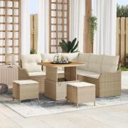 vidaXL Trädgårdsoffset 8 pcs Beige och gräddfärgad 80 x 80 x 71 cm
