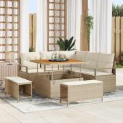 vidaXL Trädgårdsoffset 8 pcs Beige och gräddfärgad 100 x 100 x 71 cm
