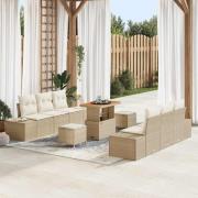vidaXL Trädgårdsoffset 9 pcs Beige och gräddfärgad 90 x 55 x 71 cm