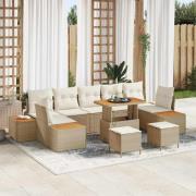 vidaXL Trädgårdsoffset 10 pcs Beige och gräddfärgad 90 x 55 x 71 cm