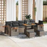 vidaXL Trädgårdsoffset 10 pcs Grå 90 x 55 x 71 cm Poly rattan