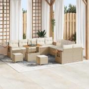 vidaXL Trädgårdsoffset med kudde med lagring 13 pcs Beige Poly rattan