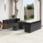 vidaXL Trädgårdsoffset 11 pcs Svart 80 x 80 x 71 cm konstrotting