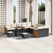 vidaXL Trädgårdsoffset 13 pcs Svart och kräm konstrotting