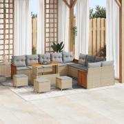 vidaXL Trädgårdsoffset 14 pcs Beige och ljusgrå 110 x 55 x 71 cm