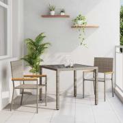 vidaXL Trädgårdsmöbelset 3 pcs Grå, Brun 90 x 90 x 75 cm konstrotting