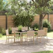 vidaXL Trädgårdsmöbelset 7 pcs Beige 150 x 90 x 75 cm konstrotting