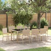 vidaXL Trädgårdsmöbelset 9 pcs Beige 190 x 90 x 75 cm konstrotting