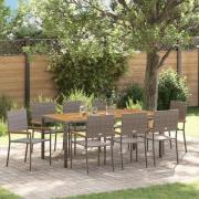 vidaXL Trädgårdsmöbelset 9 pcs Grå 190 x 90 x 75 cm konstrotting